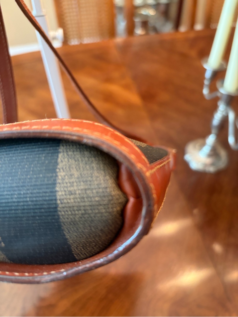Fendi Zucca Stripe Canvas Bag in Black & Tan. Excellent condition, Authenticated - Picture 7 of 14
